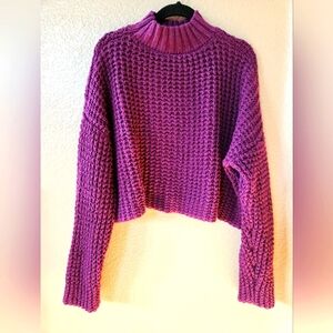 Forever 21 Knit Cable Cropped Oversized Sweater Size M